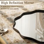 VooBang 30" Black Scalloped Circle Mirror: Wavy Edge Round Wall Mirror with Deep Metal Frame for Home Decor. - Image 3