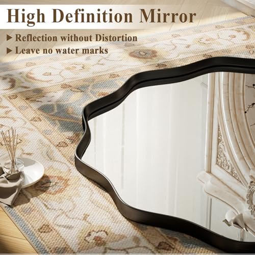 51fZqub9wL._SL500_.jpg VooBang 30" Black Scalloped Circle Mirror: Wavy Edge Round Wall Mirror with Deep Metal Frame for Home Decor. - Image 3