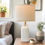 USumkky 20.5" White Modern Ceramic Bedside Lamps - Set of 2 for Bedroom, Living Room, or Office Decor - Image 4