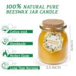 Natural Unscented Beeswax Candle in Glass Jar | 4.8oz, 32 Hours Burn Time, Non-Toxic Gift for Stress Relief - Image 2