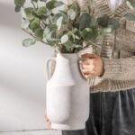 Mitt&Ditt 11" Off-White Ceramic Flower Vase with Handles – Rustic Large Terracotta Decor for Home & Living Room. - Image 6