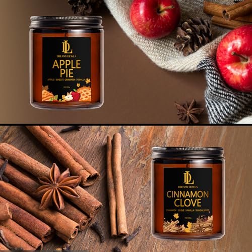 51gHB1rbLRL._SL500_.jpg Fall Candle Set: 4 Pack Soy Candles with Cinnamon Clove, Vanilla Pumpkin, Apple Pie & Hello Fall—Perfect Holiday Gift! - Image 3