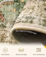 RELEANY 8'x10' Washable Non-Slip Area Rug with Floral Vintage Medallion Design in Brick Red, Rust, Brown, and Green for Living and Dining Rooms. - Image 3