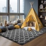 Puremy 5x7 Feet Shag Area Rug: Soft High Pile Indoor Carpet for Living Room, Bedroom, Playroom, Dark Grey/White. - Image 8