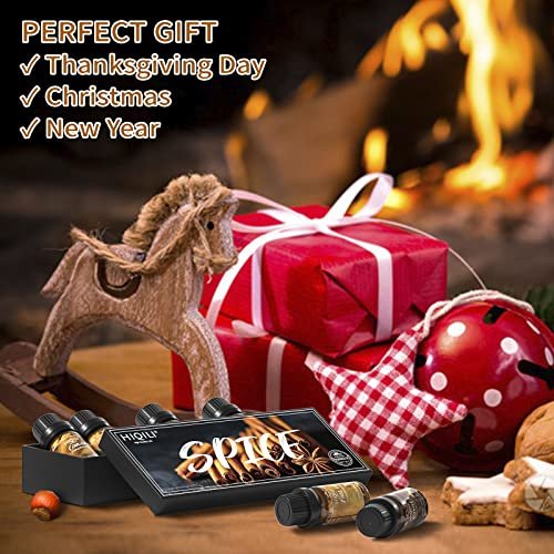 51iXQeORbL._SL500_.jpg HIQILI Spice Fragrance Oil Set - 6x10ml for Candle Making, Soap, and Diffusers. Fall scents: Cinnamon, Pumpkin, Vanilla, Apple Cider, Harvest Spice. Perfect for home and holiday! - Image 7