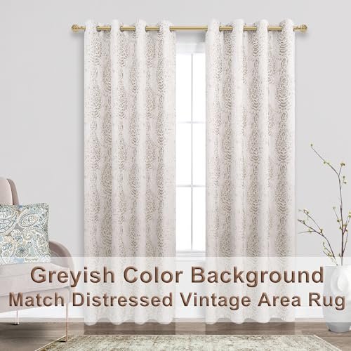 51irwGzuB3L._SL500_.jpg Taupe Geometric Curtains 84" Long – 2-Piece Set, 50% Blackout, Moroccan Damask Design for Living Room, Dining Room, and Bedroom. - Image 4