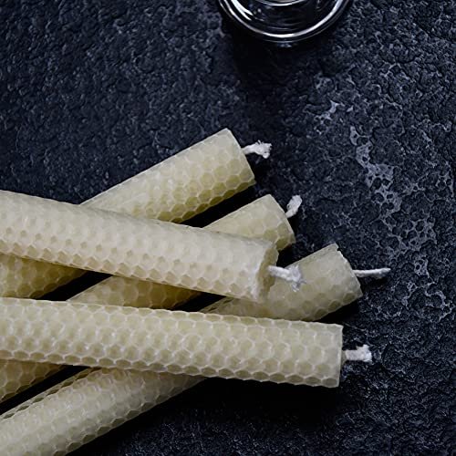 51jFXB-riCS._SL500_.jpg DEYBBY 8-inch Dripless Beeswax Taper Candles - Smokeless, 4-Hour Burn Time, Flat Top (Pack of 6) - Image 5