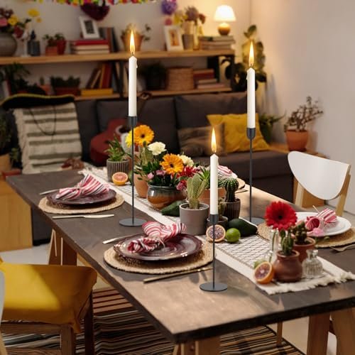 51jJf2tXcIL._SL500_.jpg ChefBee Black Tall Candle Holders, 3PCS Taper Stand for Weddings, Dining, Fireplaces & Vintage Decor - Image 6