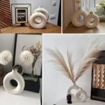 Set of 2 White Ceramic Vases - Modern Round Matte Boho Decor for Home, Wedding, and Office. - Image 6