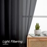 Simplebrand Black Sheer Curtains, 84" Long, Light Filtering Rod Pocket Drapes for Living Room & Bedroom, 2 Panels (42"W x 84"L) - Image 4
