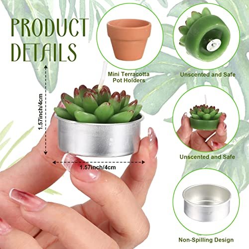 51llGHMWniL._SL500_.jpg 12 Handmade Succulent Candles: Cute Cactus Tealights for Weddings, Baby Showers, and Party Favors - Image 2