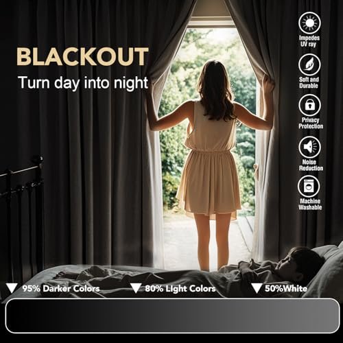 51niukG4o2L._SL500_.jpg H.VERSAILTEX Blackout Curtains - Thermal Insulated Room Darkening Drapes, 52x84 Inch, Light Sage, Set of 2 for Living Room & Bedroom. - Image 3