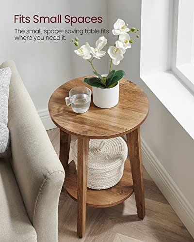 51o0T8SgPVL._SL500_.jpg VASAGLE Small Round Side Table with Shelf - Perfect Nightstand for Living Room or Bedroom, Rustic Walnut ULET283T41 - Image 7