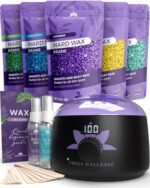 Tress Wellness Waxing Kit for Brazilian Wax - Easy to Use - For Sensitive Skin - Digital Display, Black Purple Flower