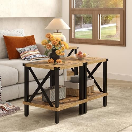 51opU0VTCuL._SL500_.jpg MMEOLUOOK Large Farmhouse End Table – Industrial Style Sofa & Coffee Table with Storage for Living Room & Bedroom. - Image 6