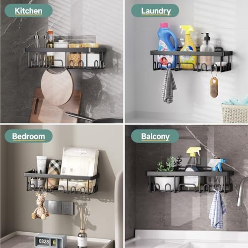 51qEx23UnlL._SL500_.jpg Veken Waterproof Shower Caddy 6-Pack: No-Drill Adhesive Shelves with Soap Holder for Organized Storage. - Image 8