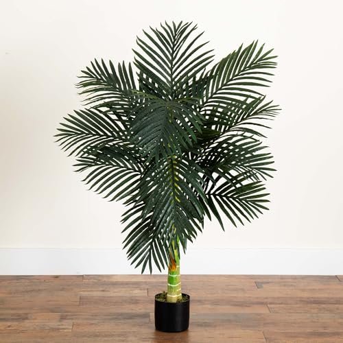 51qfxnTji9L._SL500_.jpg Nearly Natural 4ft Golden Cane Palm Artificial Tree - Perfect Indoor Greenery Decor! - Image 9