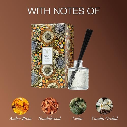 51r1M8ZF5vL._SL500_.jpg Voluspa Baltic Amber Reed Diffuser, 3.4 oz - Handcrafted Oil Diffuser for Your Home - Image 3