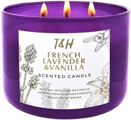Lavender Vanilla Aromatherapy Candle 3 Wick | Scented Candles for Home | 15.8 oz Large Soy Candle | Relaxing Candles with Long Lasting Fragrance | Decorative Candle Gift for Women
