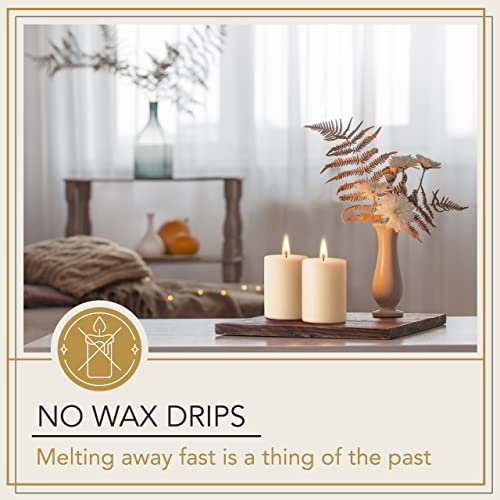 51rgJ4QhsKL._SL500_.jpg Unscented Melt Pillar Candles - 3 Pack, 3" x 4" Ivory Candles for Home, Church, Weddings & More. - Image 4