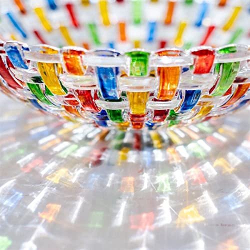 51rhVL1nD-L._SL500_.jpg MAGCOLOR Hand-Painted Woven Glass Crystal Bowl: Colorful Centerpiece for Home, Office, Weddings, Snacks & Desserts. - Image 5