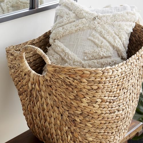 51sBgvi5h3L._SL500_.jpg Deco 79 Seagrass Large Woven Storage Basket with Handles, Stylish Organizer 20" x 18" x 19", Brown - Image 6