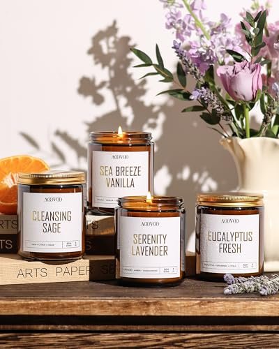51sgBjgNrPL._SL500_.jpg AOOVOO Scented Candle Set - 4PC, 36 oz Soy Candles in Lavender, Vanilla, Eucalyptus & Sage. Perfect for Home Fragrance! - Image 2