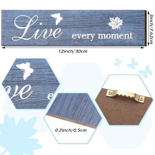 51swNqFJ8vL._SL500_.jpg Rustic Wood Sign Set: "Live, Love, Blessed" Wall Decor for Home, Kitchen, or Living Room - 12"x3"x0.2" (Blue Series) - Image 2