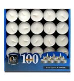 OHR CANDLES 100-Pack Unscented Tealight Candles - White Bulk Tea Lights with 4-Hour Burn Time - Image 5