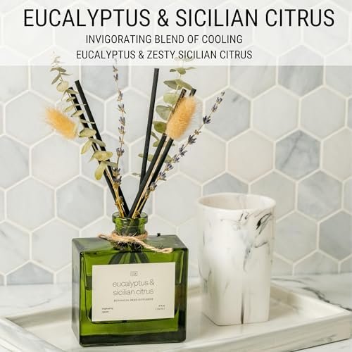 51tknH7xloL._SL500_.jpg Craft & Kin Reed Diffuser with Dried Flowers | 5 oz Sicilian Citrus & Eucalyptus Home Fragrance - Image 5