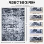 5x7 Washable Modern Abstract Area Rug: Soft, Thin, No-Slip, Stain-Resistant for Living Room, Bedroom, Office. - Image 2
