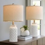 USumkky 20.5" White Modern Ceramic Bedside Lamps - Set of 2 for Bedroom, Living Room, or Office Decor - Image 5