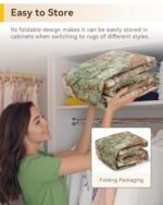 RELEANY 8'x10' Washable Non-Slip Area Rug with Floral Vintage Medallion Design in Brick Red, Rust, Brown, and Green for Living and Dining Rooms. - Image 5