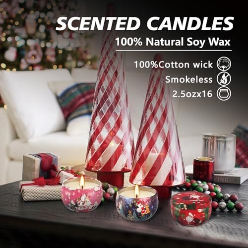 51vNzie3wfL._SL500_.jpg 16-Pack Christmas Scented Candles Gift Set - Long-Lasting Soy Wax Aromatherapy - Perfect for Women, Home Decor & Holiday Gifts. - Image 7