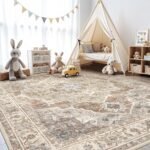 Micgeek 8x10 Washable Vintage Area Rug: Soft, Non-Slip Large Carpet for Living Room, Bedroom, Kitchen, and Home Office - Brown. - Image 7
