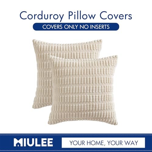 51wfce2CzcL._SL500_.jpg MIULEE Set of 2 Soft Corduroy 18x18 Inch Boho Striped Throw Pillow Covers for Modern Farmhouse Decor. - Image 6