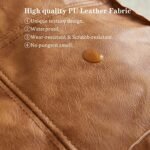 Handmade Moroccan Pouf Cover in Faux Leather, 17.7" Square, Orange & Brown - Foot Rest for Living Room (Cover Only) - Image 5