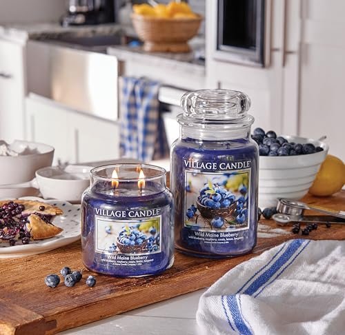 51xsYX1-mSL._SL500_.jpg Village Candle Wild Maine Blueberry Scented Candle, Large 21.25 oz Glass Apothecary Jar - Dark Blue - Image 2