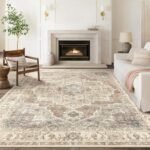 Micgeek 8x10 Washable Vintage Area Rug: Soft, Non-Slip Large Carpet for Living Room, Bedroom, Kitchen, and Home Office - Brown. - Image 2