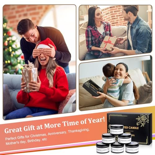 51yW12j5CaL._SL500_.jpg Aromatherapy Candle Set: 6 Scented Soy Jar Candles for Men & Women - Perfect Gift for Christmas, Birthdays, & Thanksgiving - Image 5