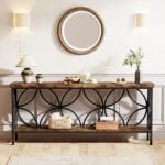 Tribesigns 70.9-Inch Industrial Narrow Sofa Table - Storage Console for Entryway & Living Room, Rustic Brown - Image 3