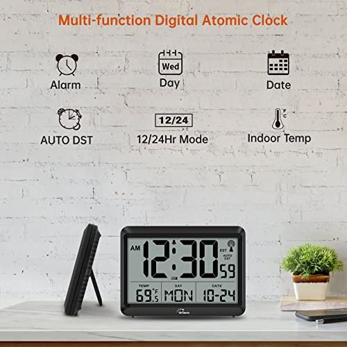 51ytNFXaIOL._SL500_.jpg WallarGe Atomic Digital Wall Clock: Battery-Operated, Self-Setting, Large Display with Temperature, Date, Day, Silent Mounting, 4 Time Zones, and DST. - Image 6
