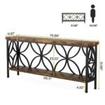 Tribesigns 70.9-Inch Industrial Narrow Sofa Table - Storage Console for Entryway & Living Room, Rustic Brown - Image 2