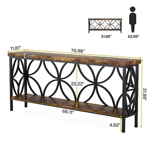 51zcCGpeFyL._SL500_.jpg Tribesigns 70.9-Inch Industrial Narrow Sofa Table - Storage Console for Entryway & Living Room, Rustic Brown - Image 2