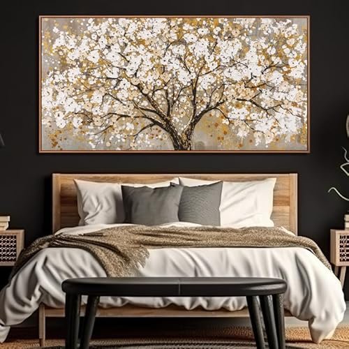 61Fiu5YbWvL._SL500_.jpg Large Framed Gold Abstract Tree of Life Canvas Art – Modern Home Decor, Ready to Hang (30"x60") - Image 6