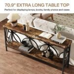 Tribesigns 70.9-Inch Industrial Narrow Sofa Table - Storage Console for Entryway & Living Room, Rustic Brown - Image 6