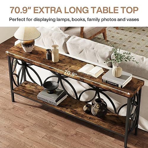 61iajGho8WL._SL500_.jpg Tribesigns 70.9-Inch Industrial Narrow Sofa Table - Storage Console for Entryway & Living Room, Rustic Brown - Image 6