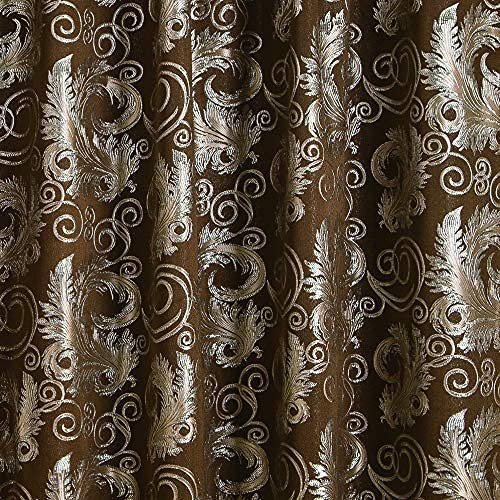 61lvVIeQXAS._SL500_.jpg GLORY RUGS Jacquard Luxury Brown Curtain Set with Valance – 2 Panels, 55x84 inches for Bedroom, Living Room, Dining Room - Image 4