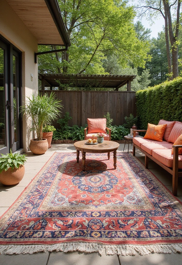 How to Transform Your Patio into a Relaxing Summer Retreat with These Simple Decor Tips - 4. Textured Rugs for Style and Comfort