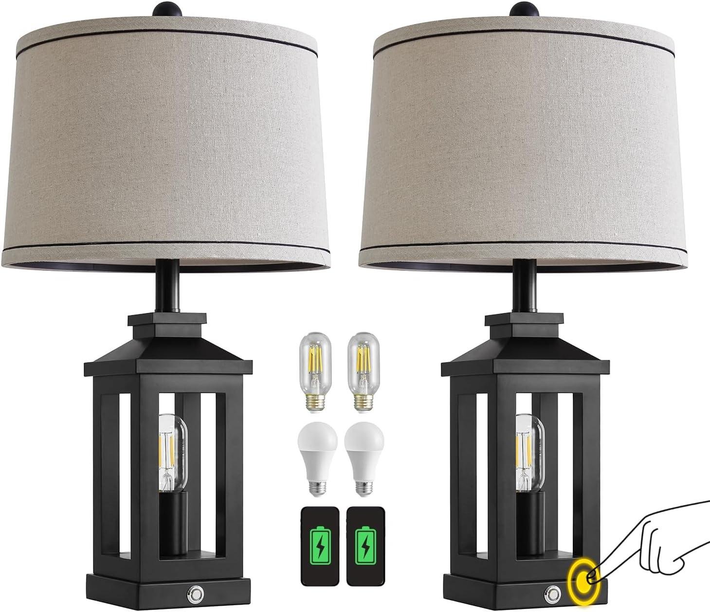 Our Review: Stylish Retro Farmhouse Lamps with USB and Touch Control